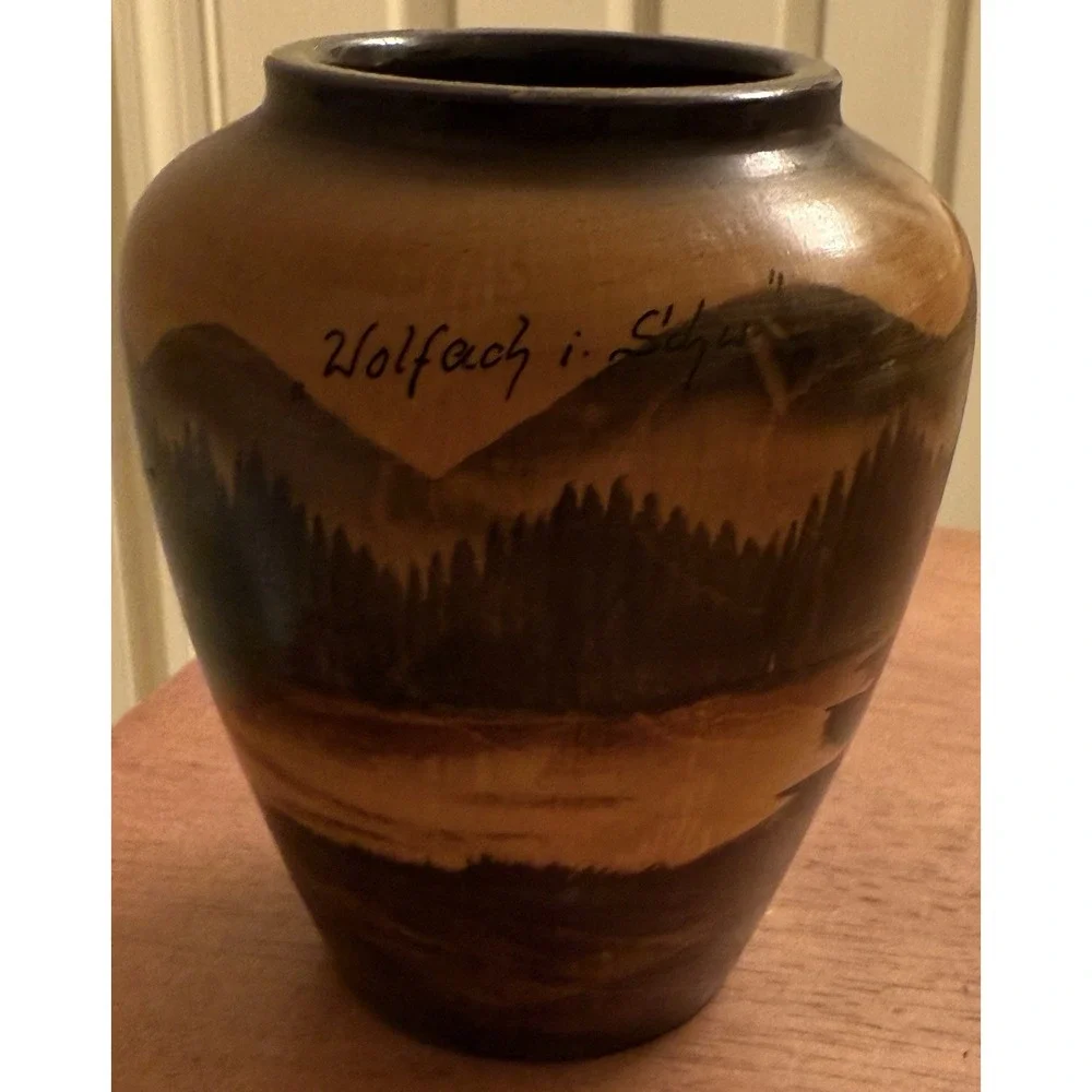 Vintage German Wood‎ Vase Black Forest House Hand Carved Primitive 5